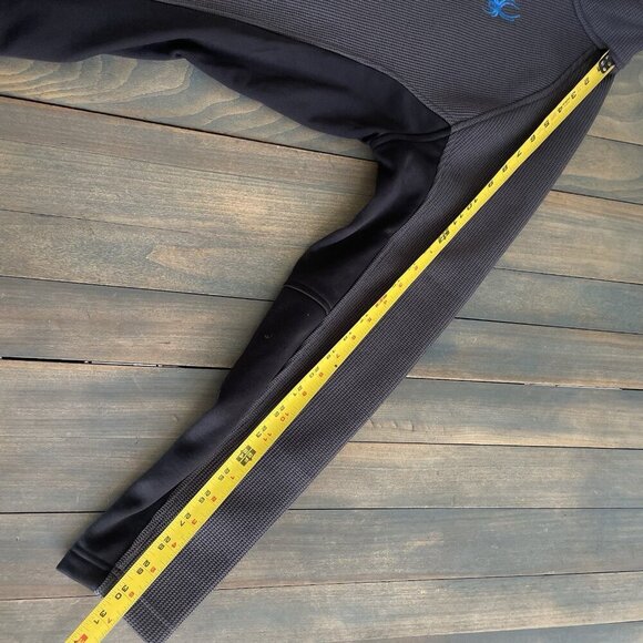 Spyder Dark Gray Blue Black Waffle Grid Fleece 1/4 Zip Up Jacket - Men's M (S8) - Picture 9 of 10